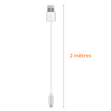 Cable usb 2.0 blanc Huawei (2 mètres)